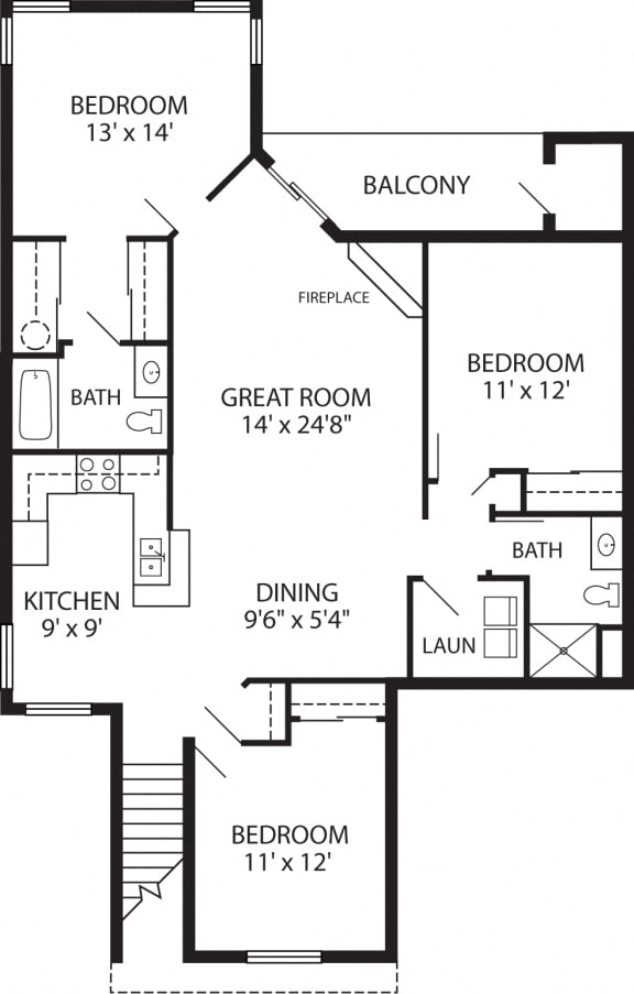 The Sanctuary Apartments 3 Bed, 2 Bath Upper (E) Available Units